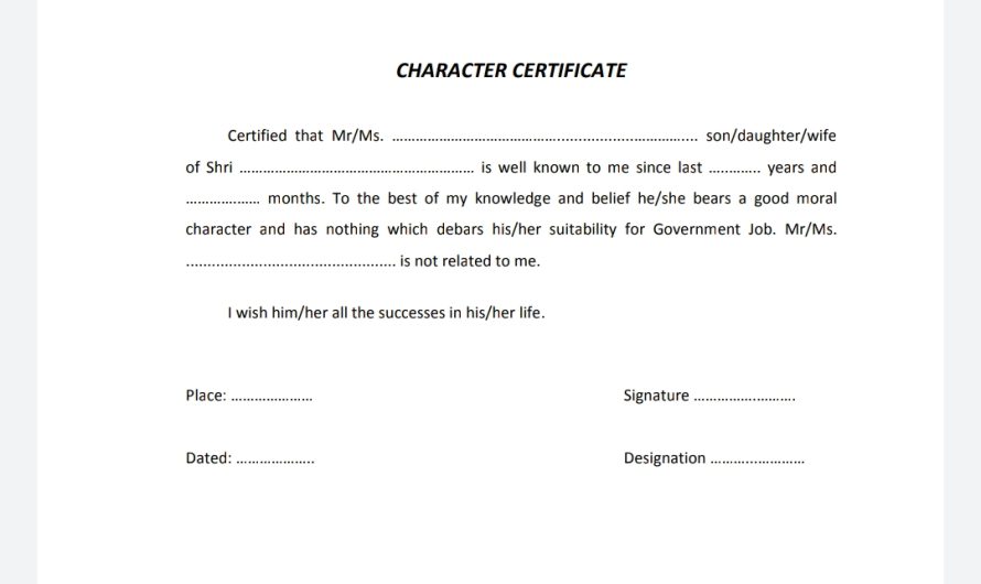 Character Certificate for District Court Exam